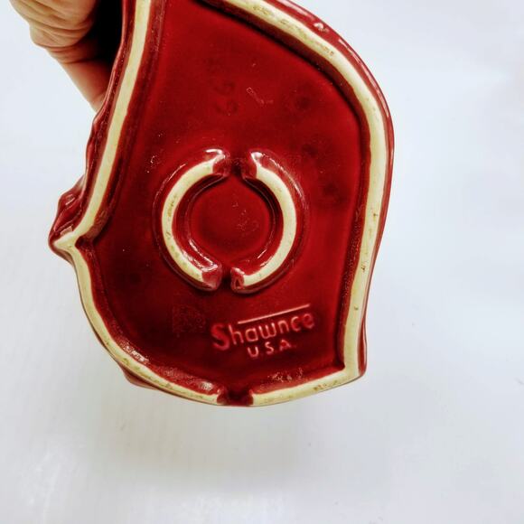 Vintage Shawnee Deer Planter 669, Doe & Fawn MCM Art Pottery, Yellow Burgundy - Picture 6 of 6